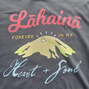 LAHAINA FOREVER IN MY HEART SOUL T SHIRT WOMENS LARGE BLACK MAUI GRAPHIC